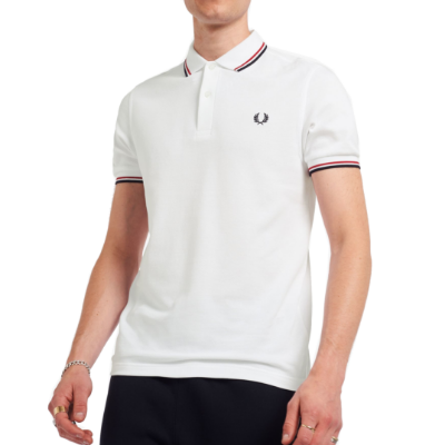 Fred Perry - Twin Tipped Polo Shirt - Wit/ Rood/ Navy