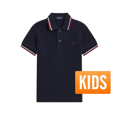 Fred Perry - My First Fred Perry Shirt - Navy/ Snow White/ Burnt Red -