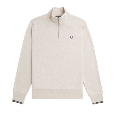 Fred Perry - Half Zip Sweater - Porridge Marl/ Anchor Grey