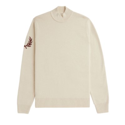 Fred Perry - Laurel Wreath Mock Neck Sweater - Oatmeal