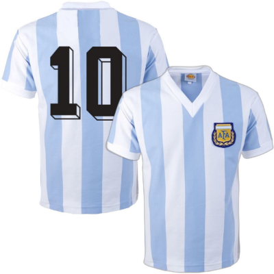 Argentinië Retro Voetbalshirt WK 1982 + Nummer 10 (Maradona)