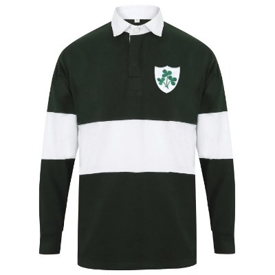 Sportus.nl Rugby Vintage - Ierland Panelled Retro Rugby Shirt - Groen/ Wit