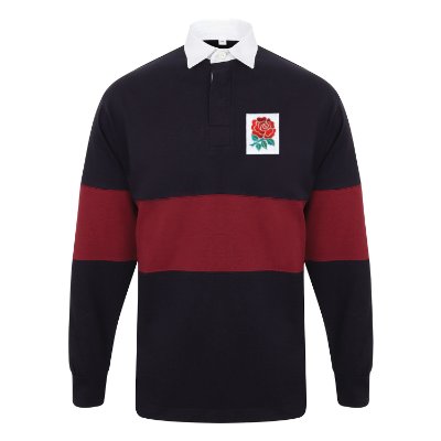 Sportus.nl Rugby Vintage - Engeland Panelled Retro Rugby Shirt - Navy/ Burgundy